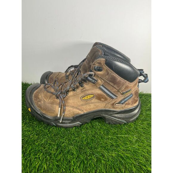 KEEN Waterproof Hiking Boots Mens Size 9 Brown Leather Outdoor Trail Work Shoes